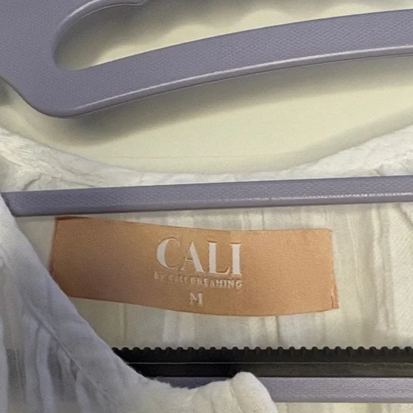 Cali by Cali Dreaming 100% Cotton Pleated Long Sleeve Kaya Shirt Pure White Med - Picture 4 of 11